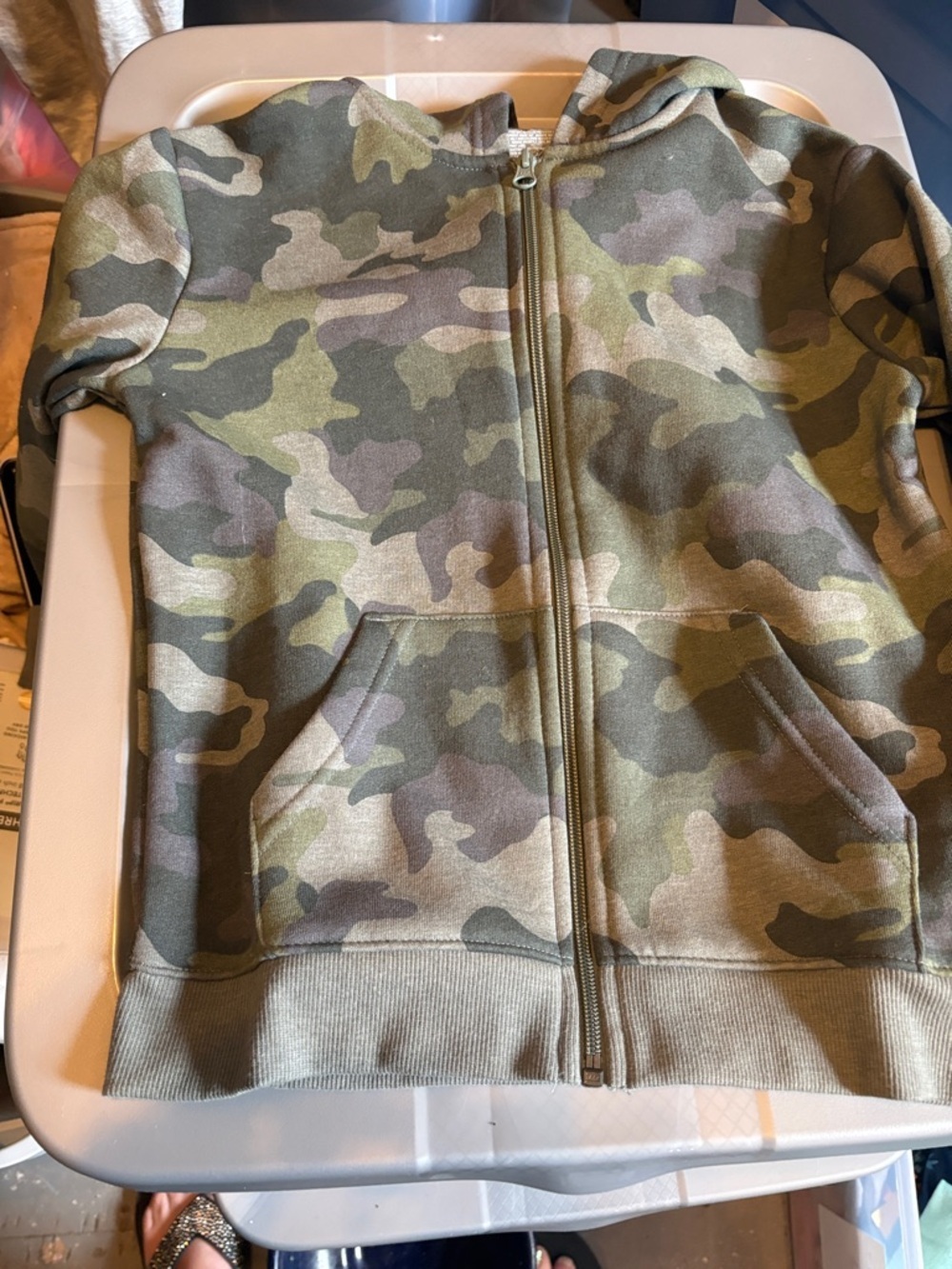 Kids Camo Zip-Up Hoodie Jacket - Green Camo